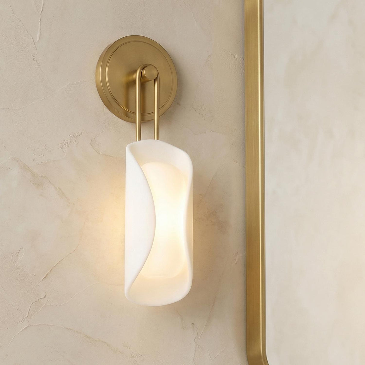 Arlynn LED Wall Sconce 19", Antique Brass and Opal Glass