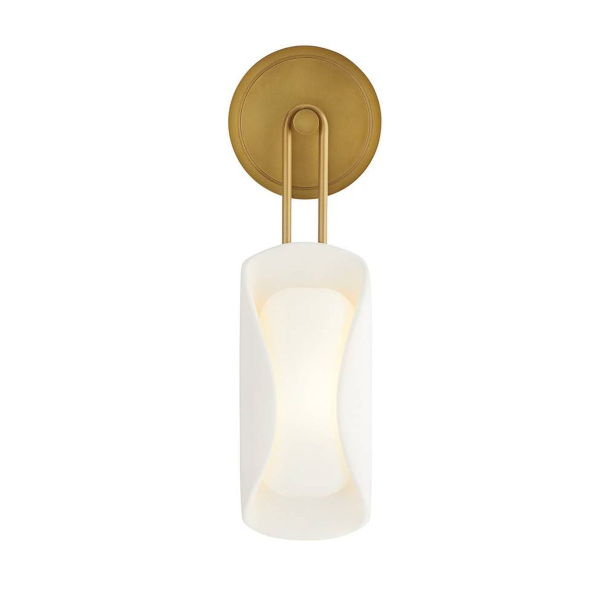 Arlynn LED Wall Sconce 19", Antique Brass and Opal Glass