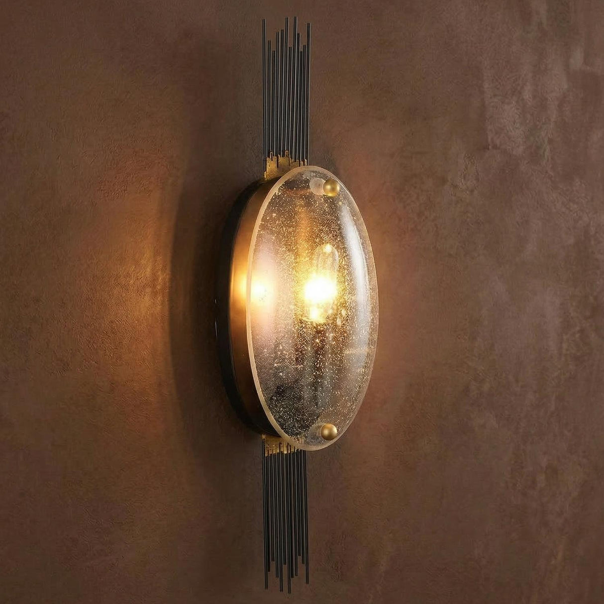 Octavien Wall Sconce 18", Aged Iron and Clear Seeded Glass