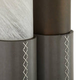 Rainier Wall Sconce 20", Brushed Bronze with Charcoal Leather Accents