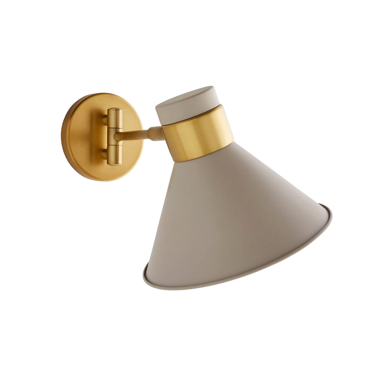 Cosette Adjustable Wall Sconce 8", Soft Taupe and Antique Brass
