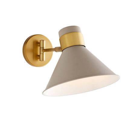 Cosette Adjustable Wall Sconce 8", Soft Taupe and Antique Brass