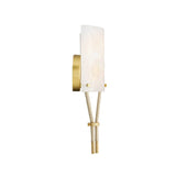 Nadine Wall Sconce 16", Clear Seeded Glass and Taupe Leather