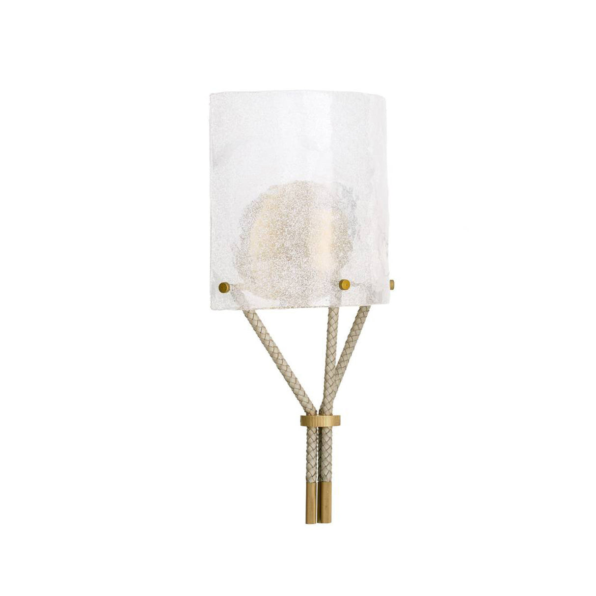 Nadine Wall Sconce 16", Clear Seeded Glass and Taupe Leather