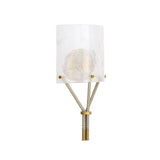 Nadine Wall Sconce 16", Clear Seeded Glass and Taupe Leather