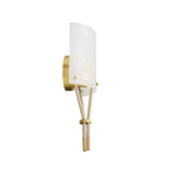 Nadine Wall Sconce 16", Clear Seeded Glass and Taupe Leather