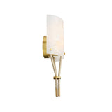Nadine Wall Sconce 16", Clear Seeded Glass and Taupe Leather