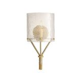 Nadine Wall Sconce 16", Clear Seeded Glass and Taupe Leather