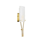 Nadine Wall Sconce 16", Clear Seeded Glass and Taupe Leather