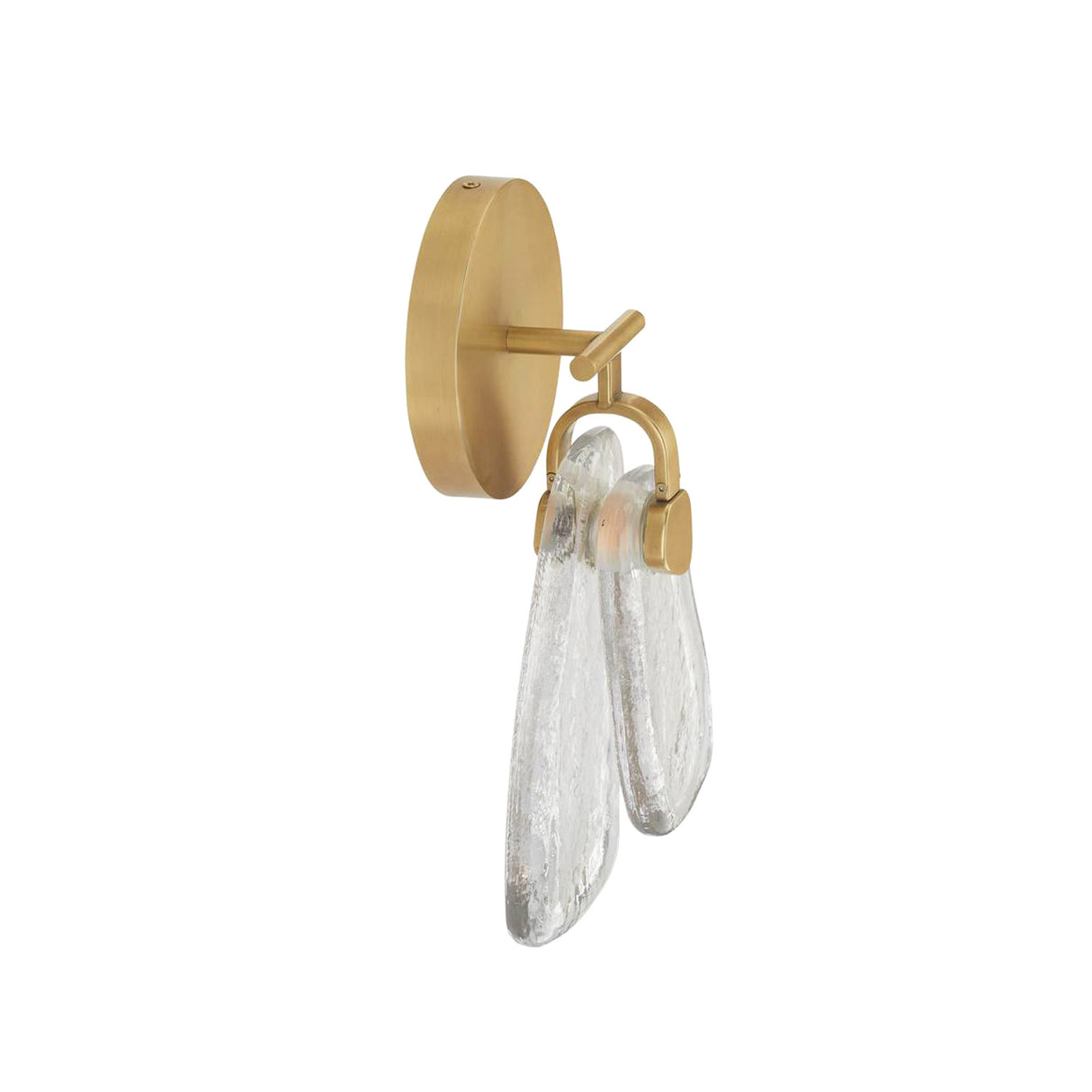 Renata LED Wall Sconce 14", Antique Brass and Textured Clear Glass