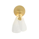 Renata LED Wall Sconce 14", Antique Brass and Textured Clear Glass