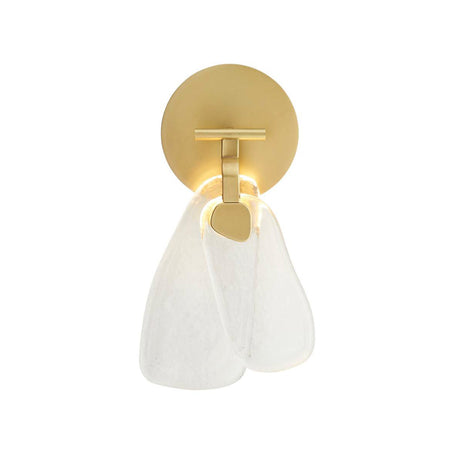 Renata LED Wall Sconce 14", Antique Brass and Textured Clear Glass