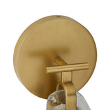 Renata LED Wall Sconce 14", Antique Brass and Textured Clear Glass