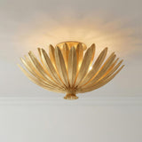 Yasmin Semi-Flush 18", Gold Leaf leaf design flush mount in a Transitional Entryway with white crown molding.