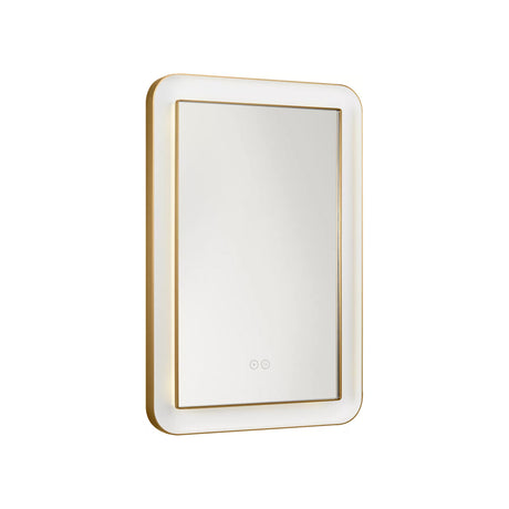 Hedley Rectangular LED Mirror 18" x 27", Modern Brass