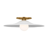 Hanna Semi-Flush 16", Modern Brass and White Plaster