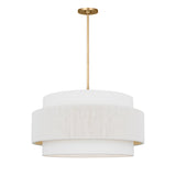 Daria Large Pendant 26", Gilded Brass and White