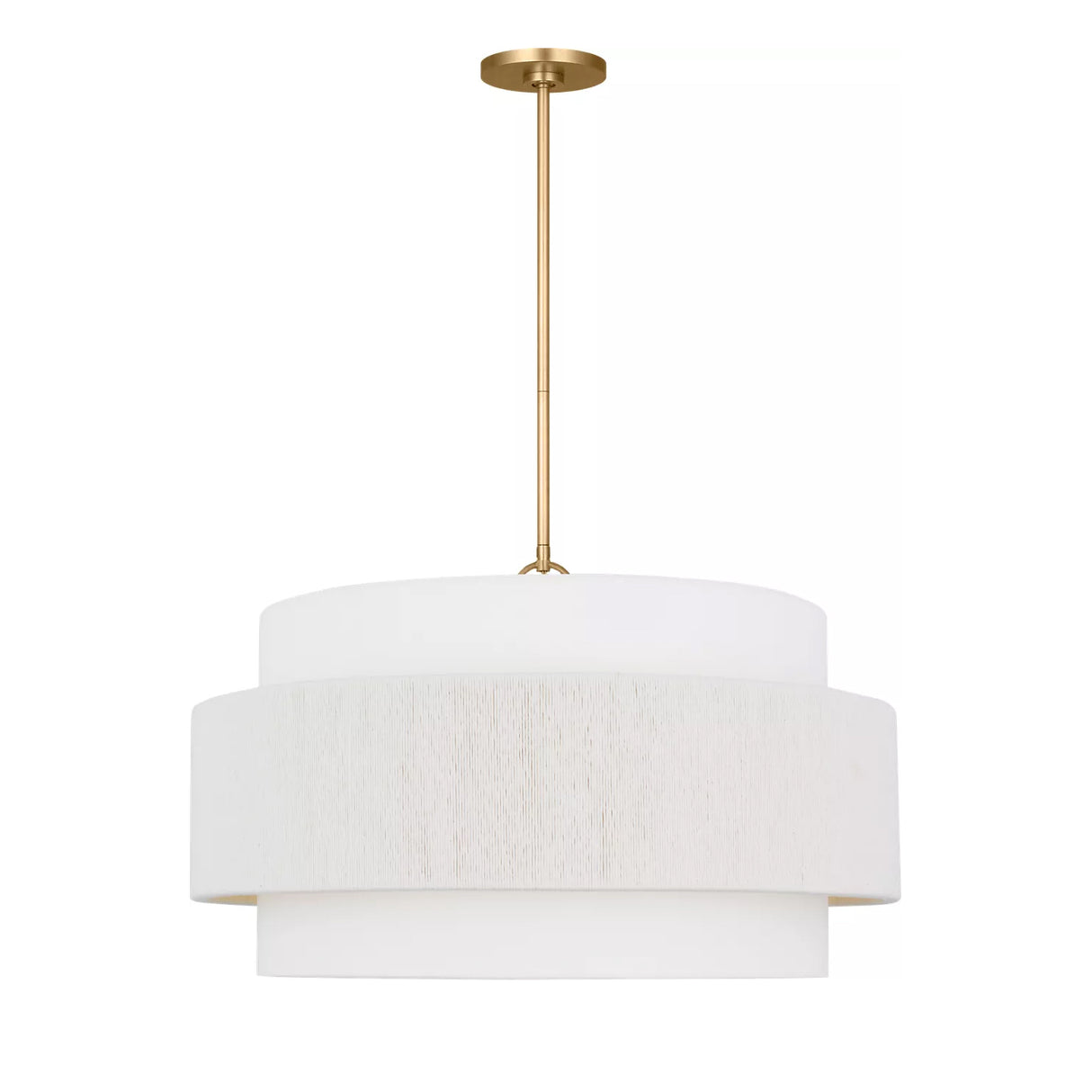 Daria Large Pendant 26", Gilded Brass and White