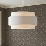 Daria Extra Large Pendant 30", Gilded Brass and White