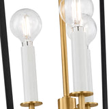 Cambria Small Lantern Pendant 14", Matte Black and Modern Brass