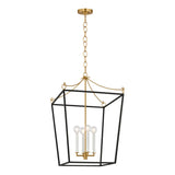 Cambria Medium Lantern Pendant 18", Matte Black and Modern Brass