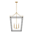 Cambria Extra Large Lantern Pendant 24", Matte Black and Modern Brass