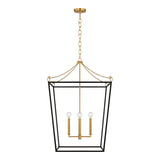 Cambria Extra Large Lantern Pendant 24", Matte Black and Modern Brass