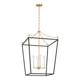 Cambria Extra Large Lantern Pendant 24", Matte Black and Modern Brass