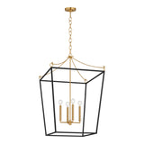 Cambria Extra Large Lantern Pendant 24", Matte Black and Modern Brass