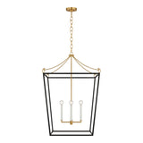 Cambria Extra Large Lantern Pendant 24", Matte Black and Modern Brass