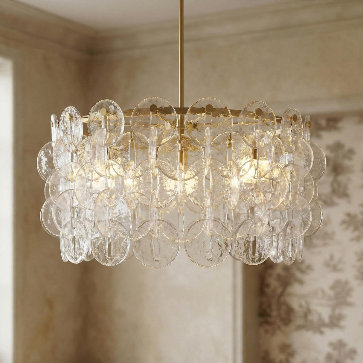 Caprice Chandelier 32", Modern Brass and Clear Glass