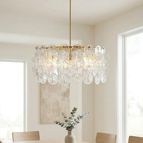 Caprice Chandelier 32", Modern Brass and Clear Glass