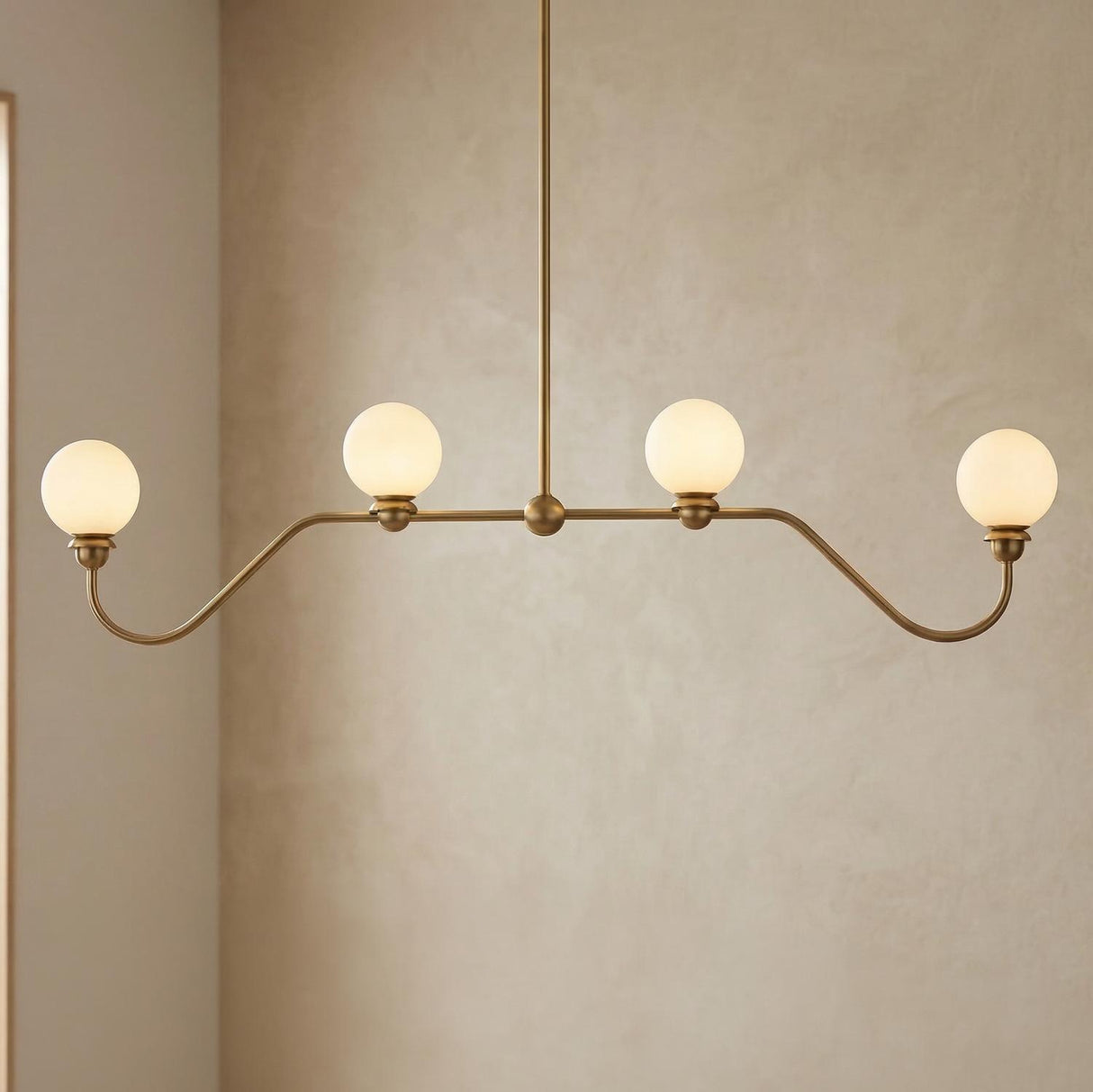 Leora 4 Light Linear Pendant 48", Brushed Brass