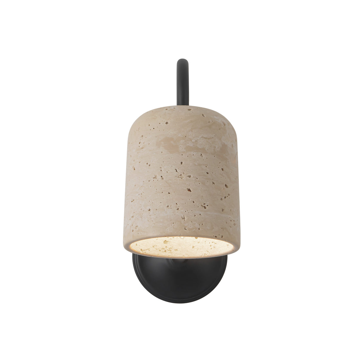Jethro Wall Sconce 12", Travertine and Matte Black