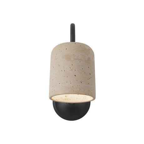 Jethro Wall Sconce 12", Travertine and Matte Black