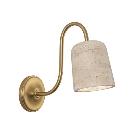 Jethro Wall Sconce 12", Travertine and Brushed Brass