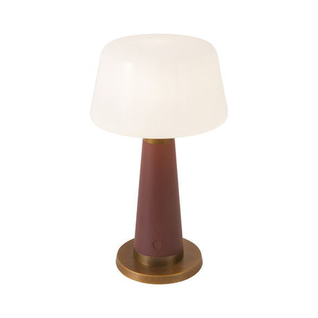 Galina Rechargeable Table Lamp 11", Maroon and Vintage Brass