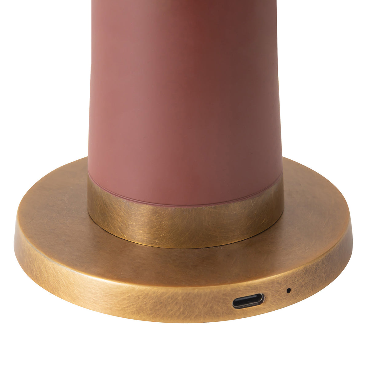 Galina Rechargeable Table Lamp 11", Maroon and Vintage Brass