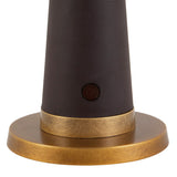 Galina Rechargeable Table Lamp 11", Espresso Vegan Leather and Vintage Brass
