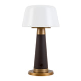 Galina Rechargeable Table Lamp 11", Espresso Vegan Leather and Vintage Brass