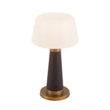 Galina Rechargeable Table Lamp 11", Espresso Vegan Leather and Vintage Brass