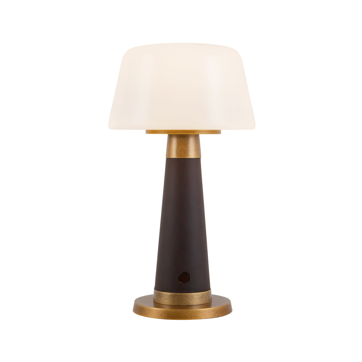Galina Rechargeable Table Lamp 11", Espresso Vegan Leather and Vintage Brass
