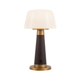 Galina Rechargeable Table Lamp 11", Espresso Vegan Leather and Vintage Brass