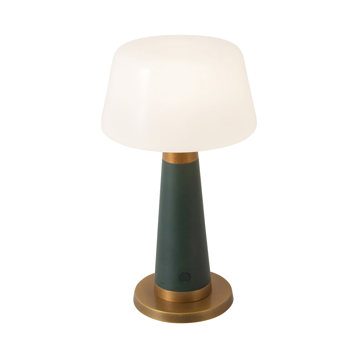 Galina Rechargeable Lamp 11", Hunter Green and Vintage Brass