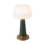 Galina Rechargeable Lamp 11", Hunter Green and Vintage Brass