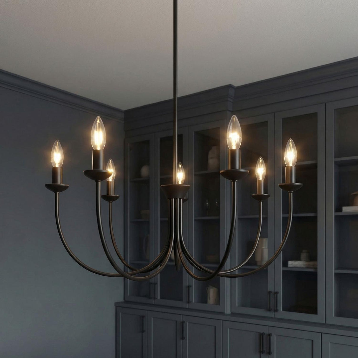 Channing 7 Light Chandelier 26", Matte Black