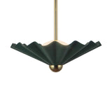 Babette Medium LED Pendant 16", Hunter Green and Brass