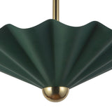Babette Medium LED Pendant 16", Hunter Green and Brass