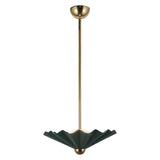 Babette Medium LED Pendant 16", Hunter Green and Brass