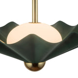 Babette Medium LED Pendant 16", Hunter Green and Brass